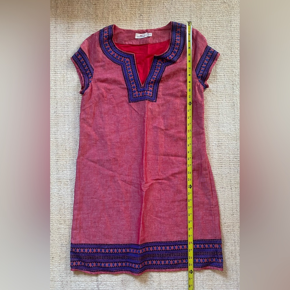 Vineyard Vines Red and Blue Embroidered Dress